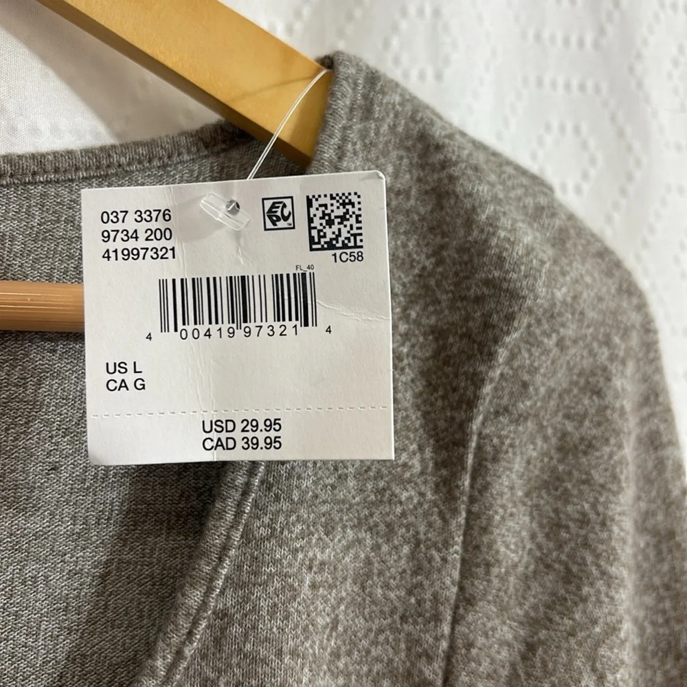 American Eagle Long Sleeve Ribbed Henley Bodysuit Grey Size large - Picture 2 of 7